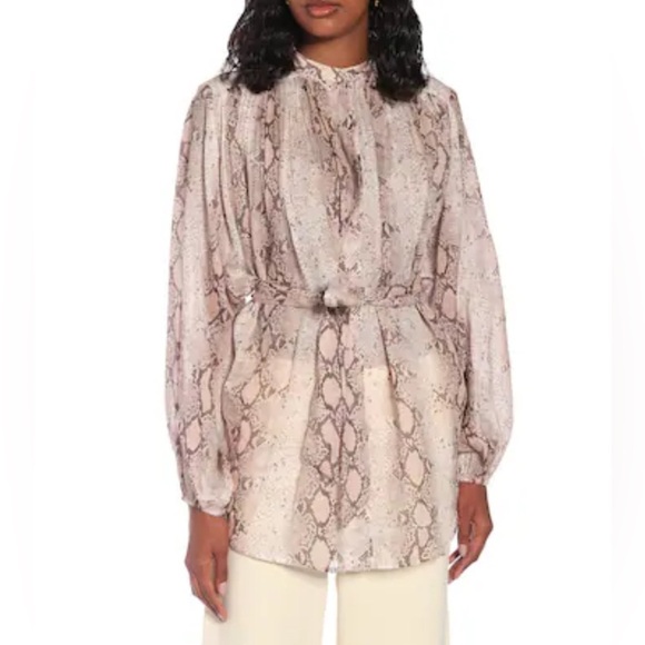 Zimmermann Snake Print Blouse in Beige and Brown size - Picture 3 of 16